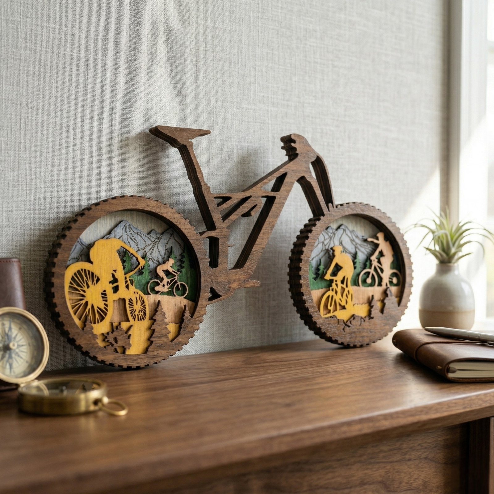 Mountain Bike Wooden Art on Desk